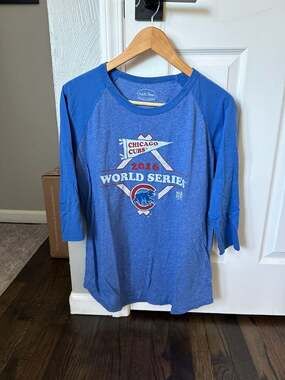 Majestic Threads Chicago Cubs 2016 World Series Champions 3/4 Sleeve Raglan XL